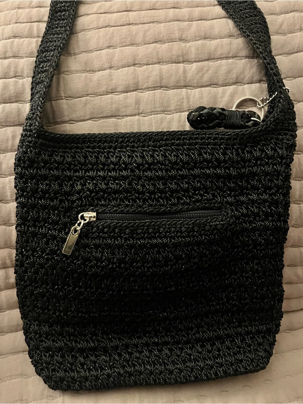 The SAK Woven Crochet crossbody Bag in Black